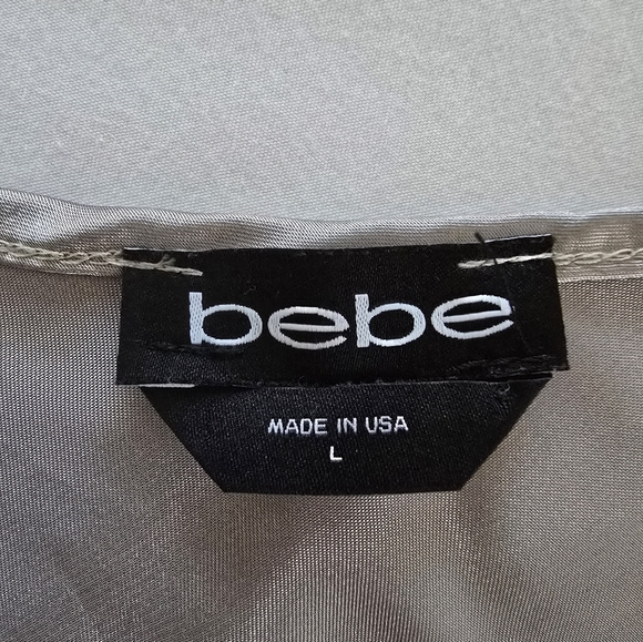bebe silver silky slip dress in size Large - Picture 3 of 4